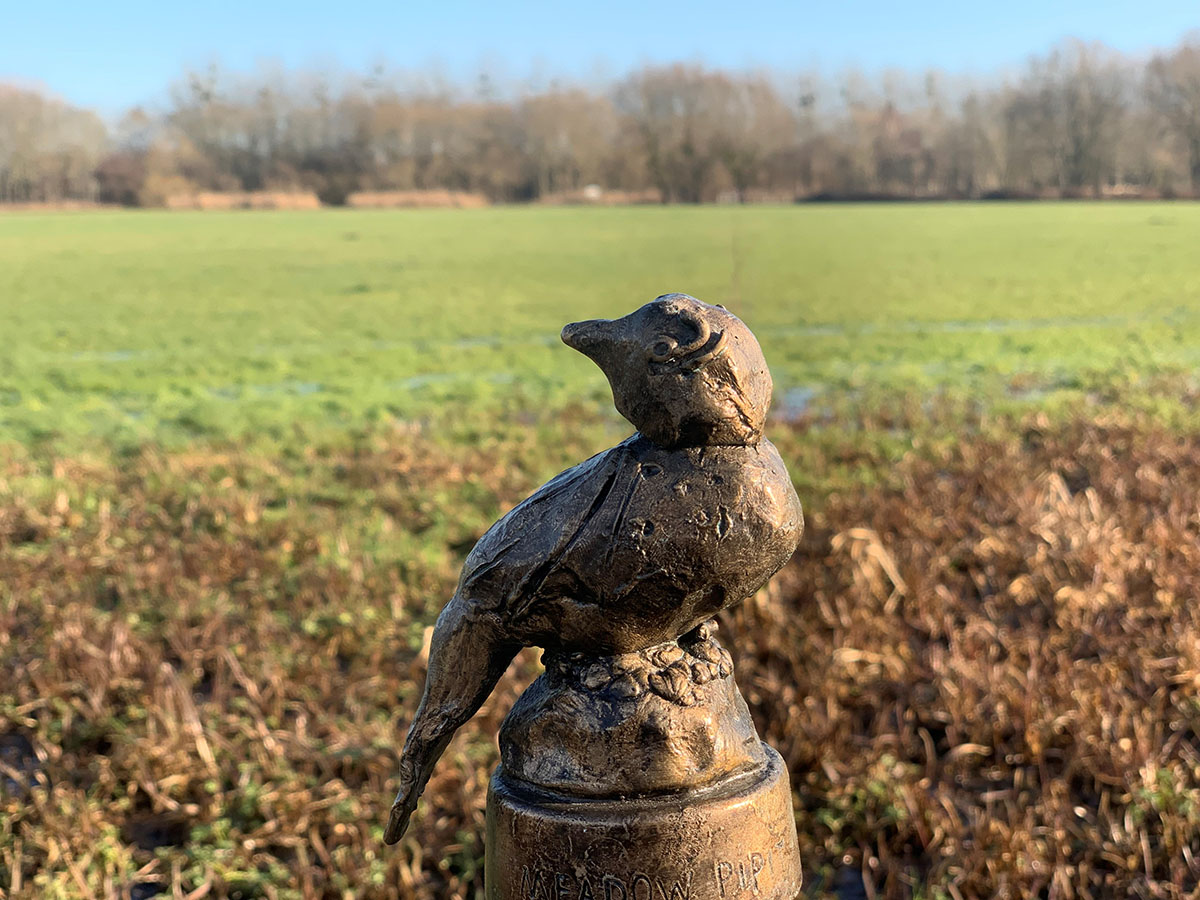 Meadow Pipit wood sculpture