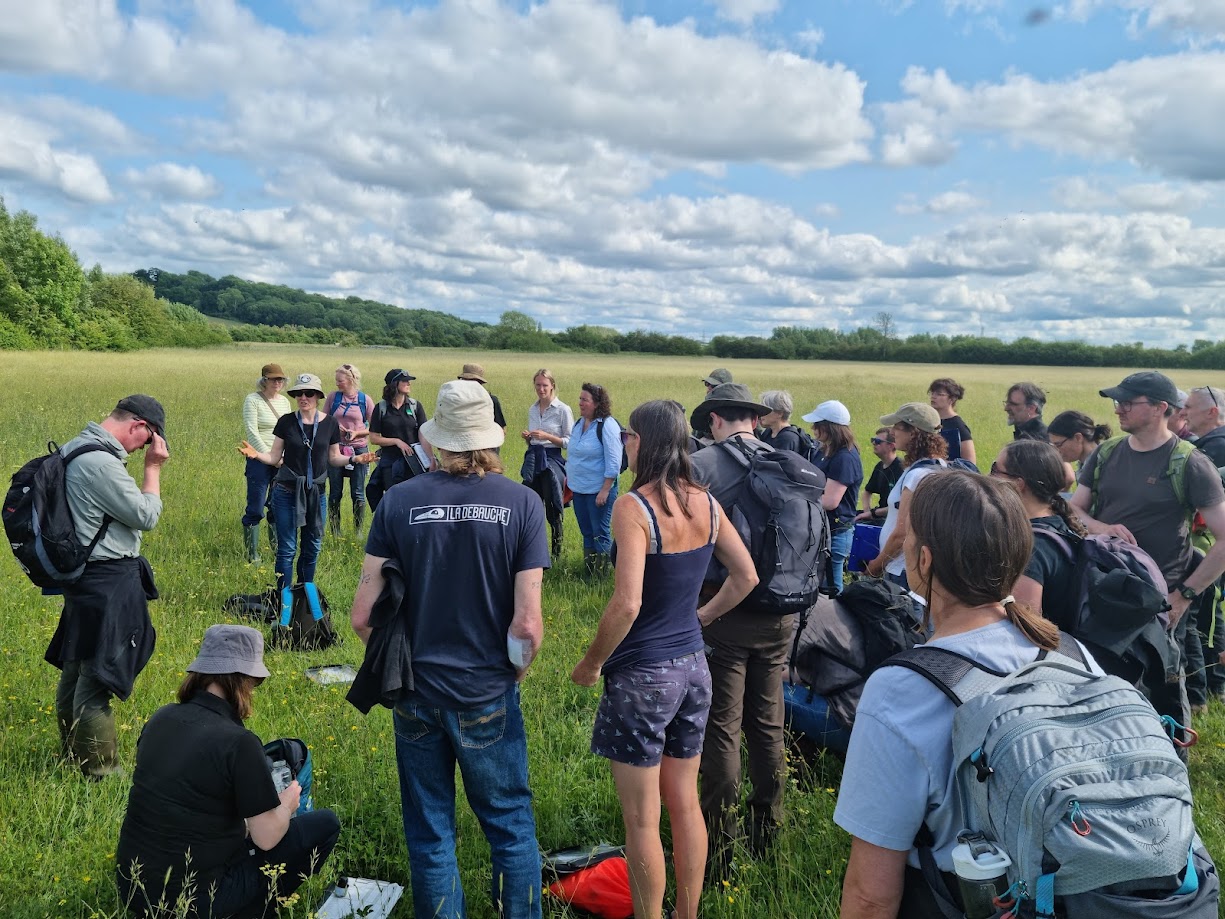 A group of people standing in a field