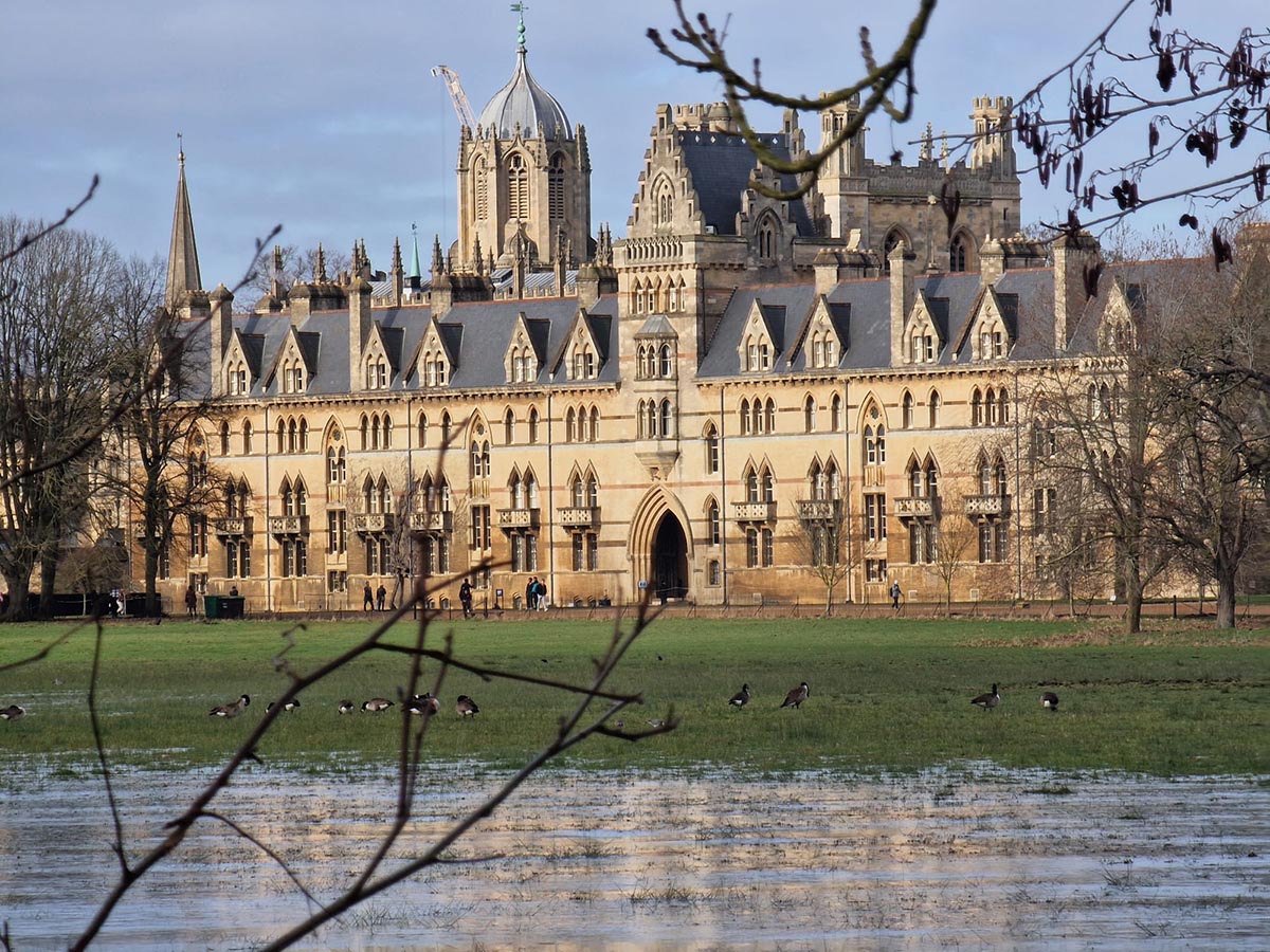 Photo of Christchurch college, Oxford with flooded field